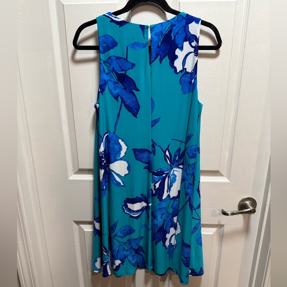Ralph Lauren Teal and Blue Floral Dress Size 12 - Picture 5 of 5